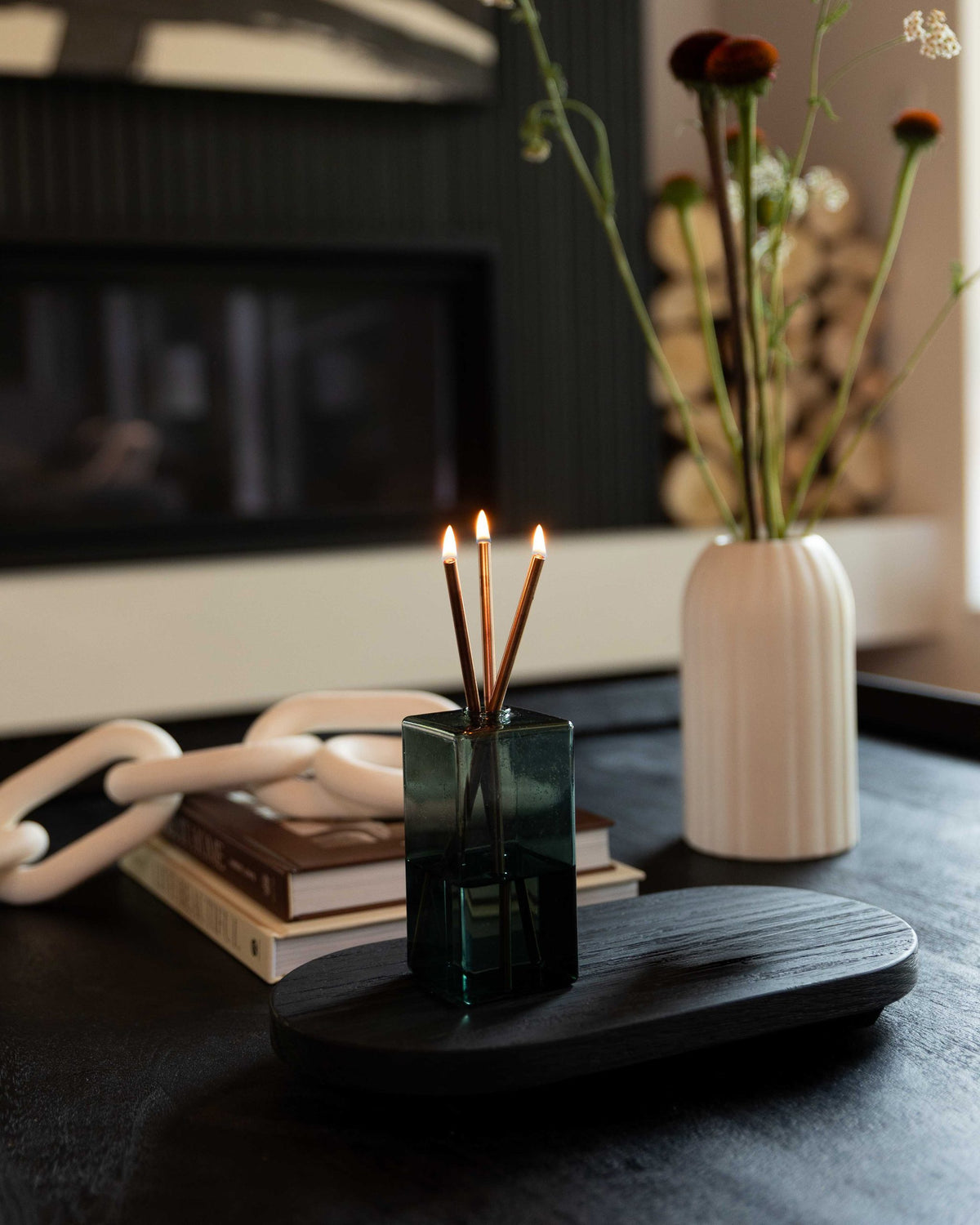 Black Burnt Wood Tray