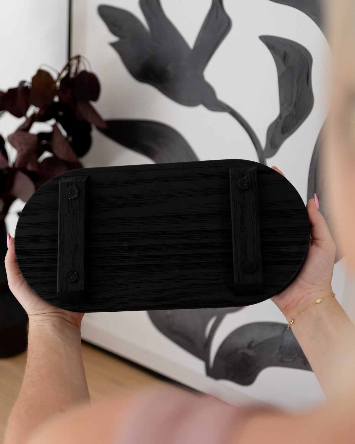 Black Burnt Wood Tray