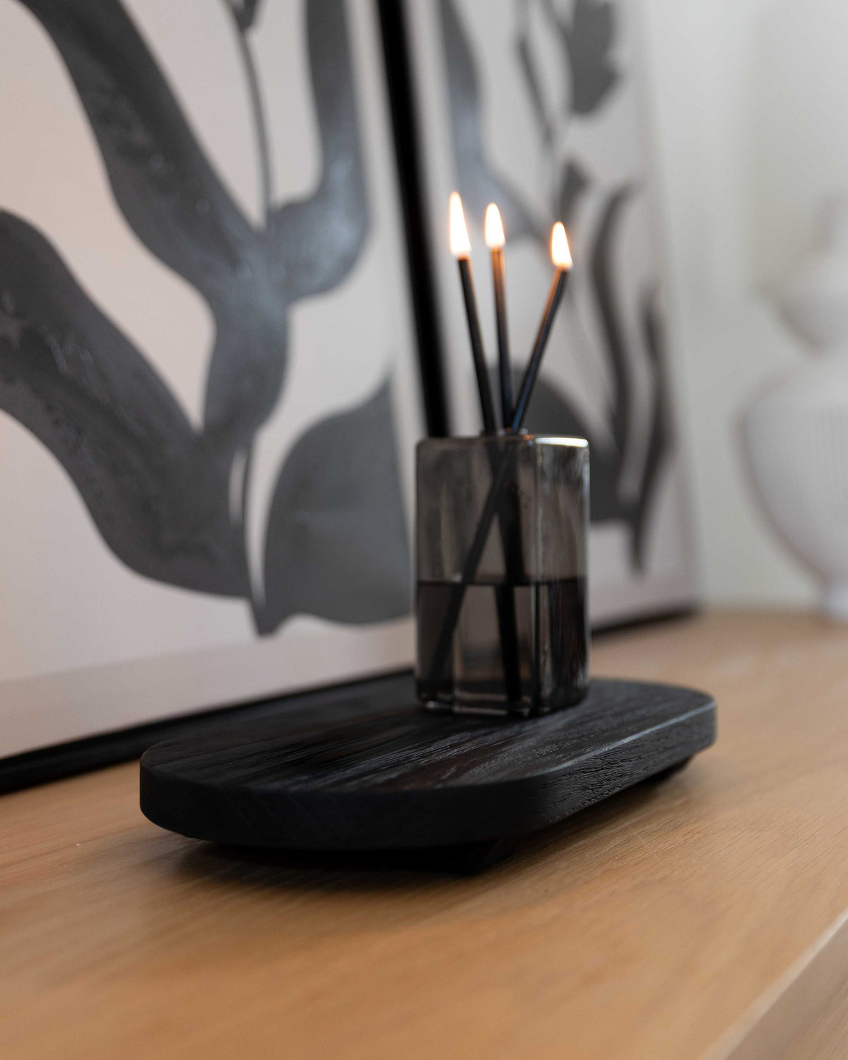 Black Burnt Wood Tray